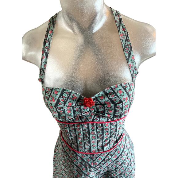 Vintage 90s Y2k MORBID THREADS Pinup Dress WHIMSY GOTH GRUNGE Skulls Roses S - Picture 13 of 14